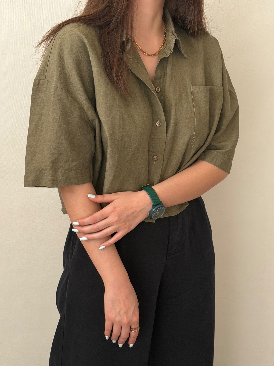شومیز کراپ کوتاه مارک ZARA اورجینال رنگ سبز بسته 10 تایی